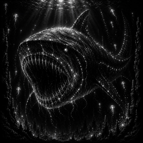 Le Requin des Abysses — gravé au laser sur céramique