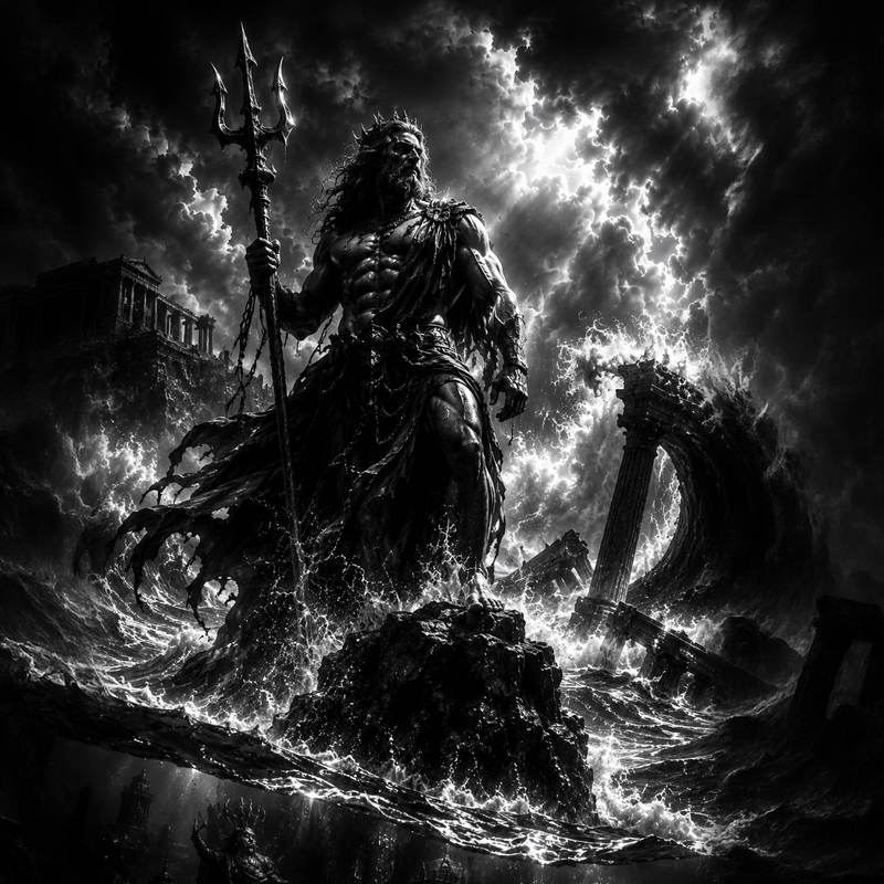Poséidon | Mythologie | DarkCollectionStudio — rendu gravé