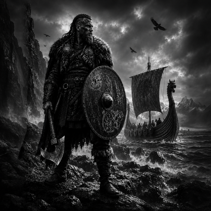 Viking au Drakkar | Guerriers | DarkCollectionStudio — rendu gravé